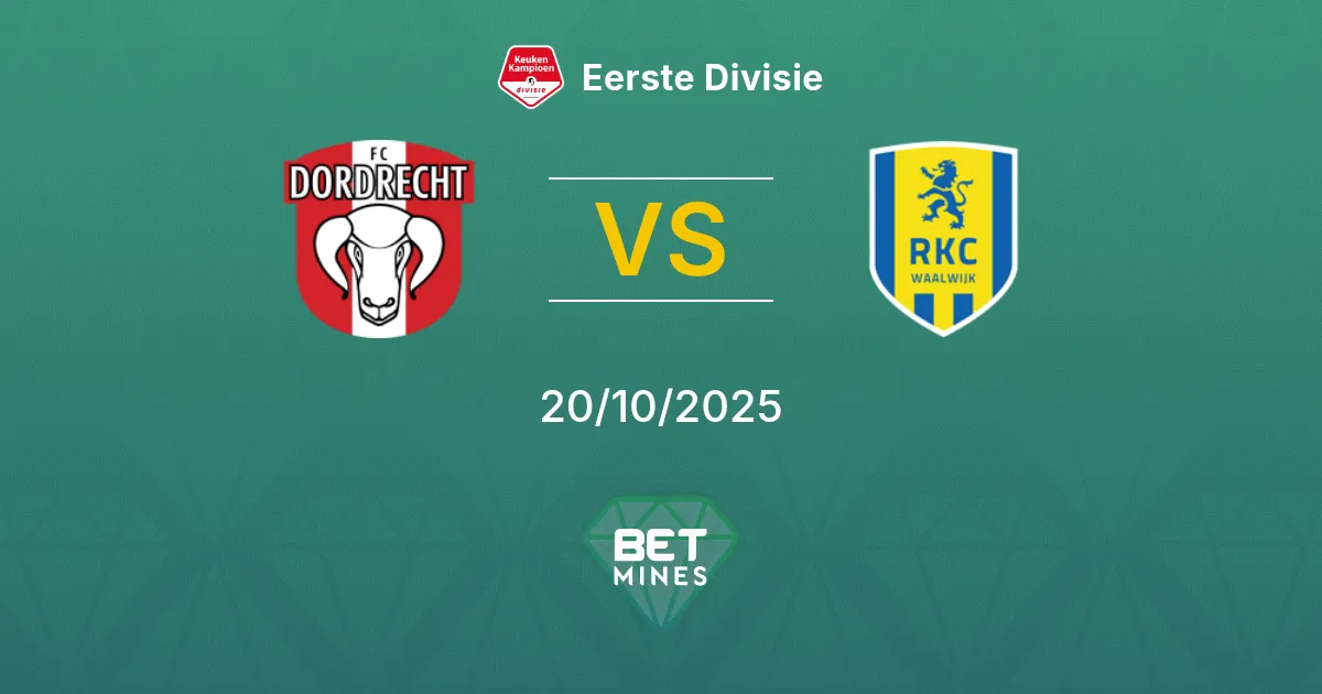 FC Dordrecht vs RKC Waalwijk Pronostic : Aperçu et Analyse du Match | Eerste Divisie 20-10-2025