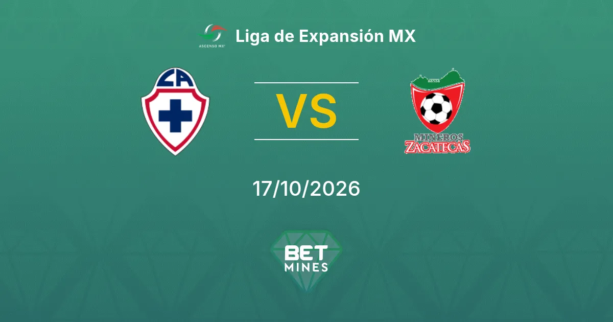 Cruz Azul Hidalgo x Mineros de Zacatecas Palpite: prévia e análise da partida | Liga de Expansión MX 17-10-2026