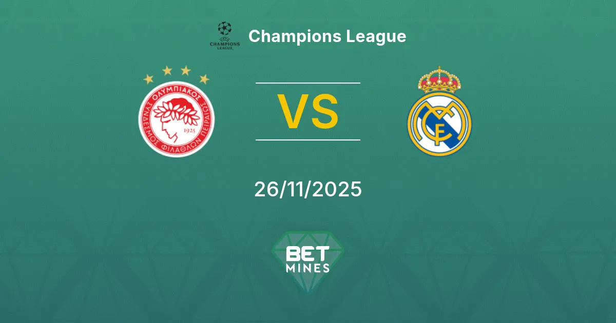 Olympiacos F.C. vs Real Madrid Prediction: Match Preview and Analysis | Champions League 26-11-2025