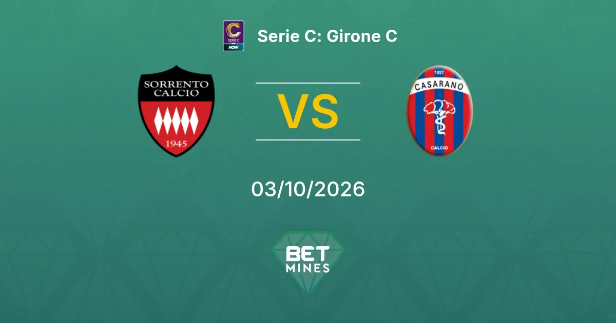 Sorrento vs Casarano Prediction: Match Preview and Analysis | Serie C: Girone C 03-10-2026