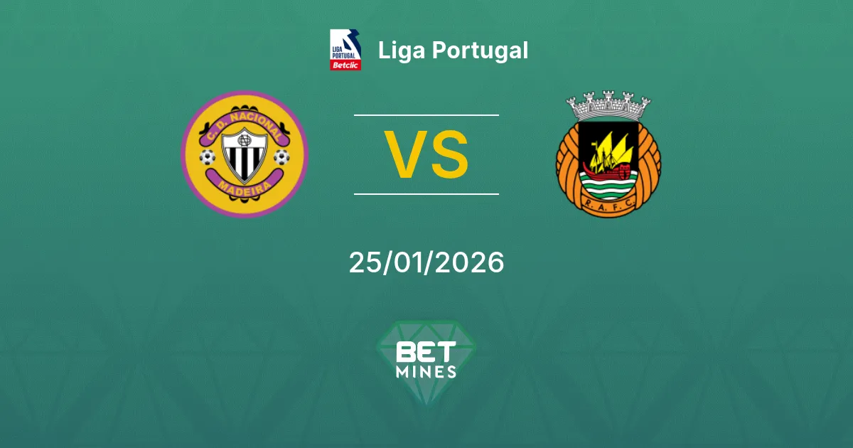 Nacional vs Rio Ave Prediction: Match Preview and Analysis | Liga Portugal 25-01-2026