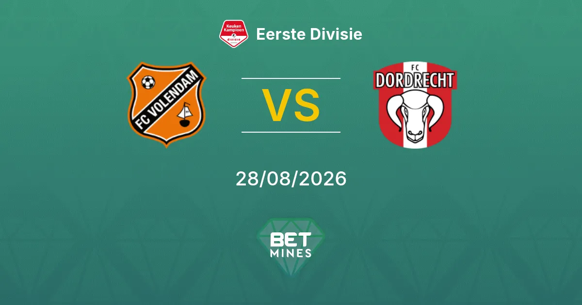 Palpite FC Volendam x FC Dordrecht: Prévia e análise da partida | Eerste Divisie 28-08-2026