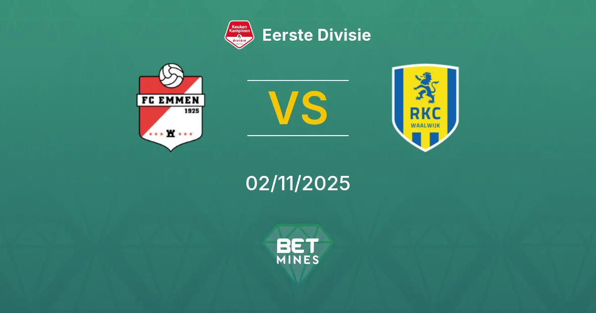 FC Emmen vs RKC Waalwijk Pronostico: Anteprima e Analisi della Partita | Eerste Divisie 02-11-2025