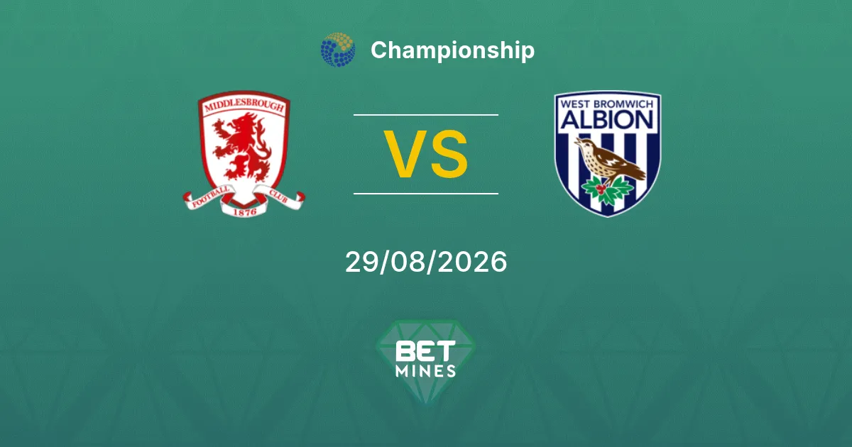 Palpite Middlesbrough x West Bromwich Albion: Prévia e Análise da Partida | Championship 29-08-2026