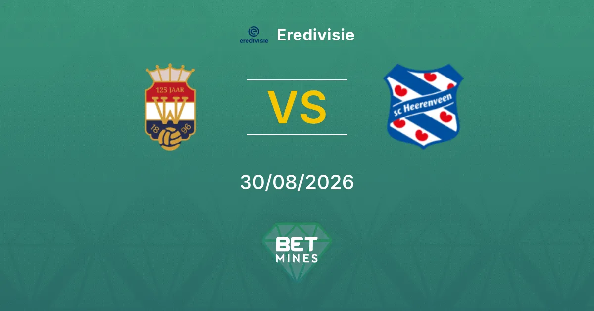 Pronostic Willem II vs SC Heerenveen : Aperçu et Analyse du Match | Eredivisie 30-08-2026