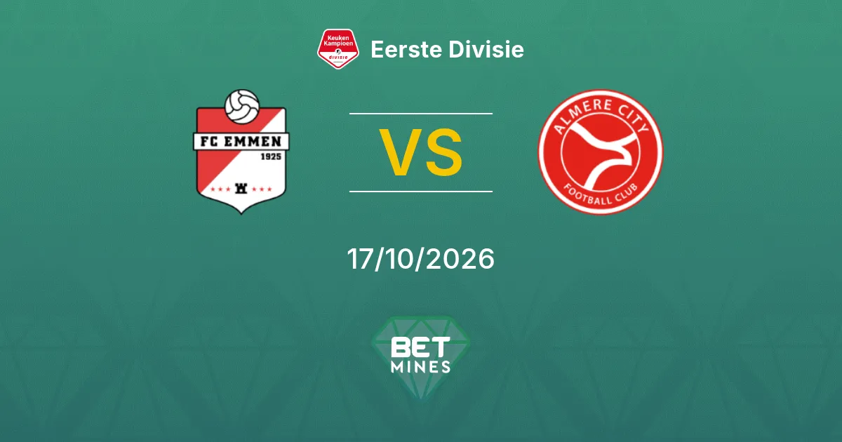 FC Emmen x Almere City Palpite: Prévia e análise da partida | Eerste Divisie 17-10-2026