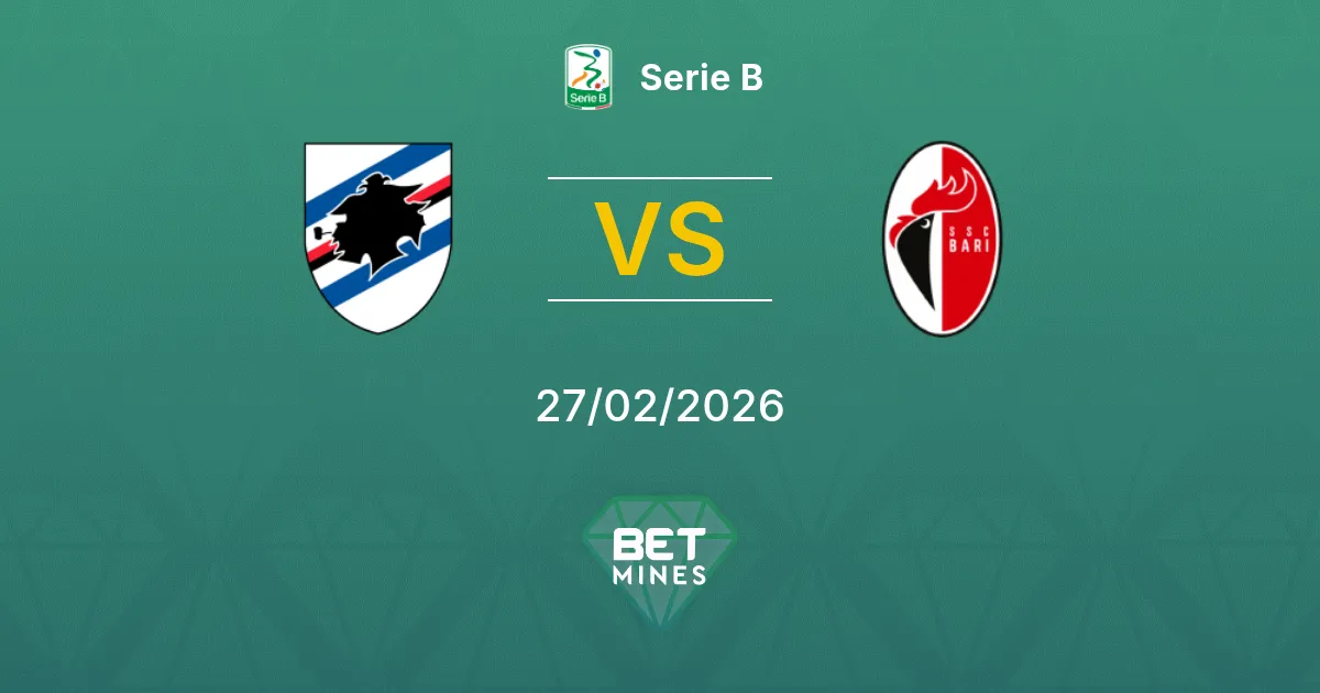 Sampdoria vs Bari 1908 Pronostic : Aperçu et Analyse du Match | Serie B 27-02-2026