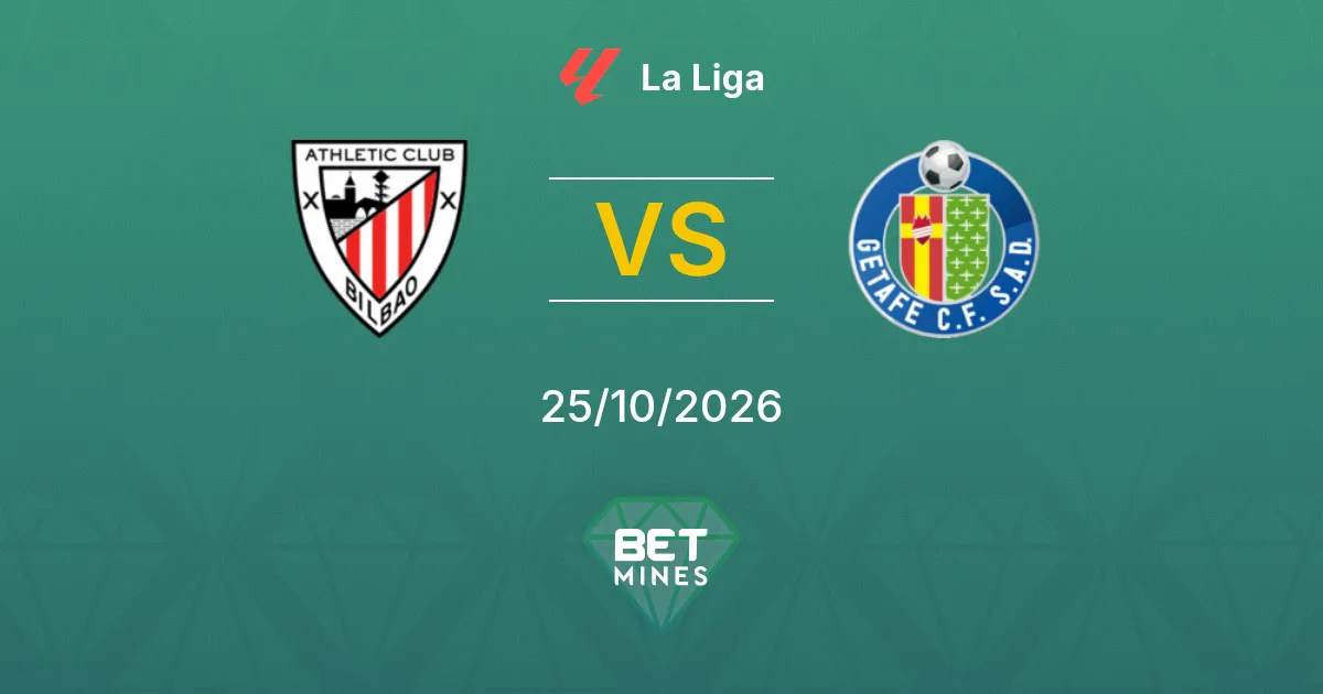 Athletic Club x Getafe Palpite: Prévia e análise da partida | La Liga 25-10-2026