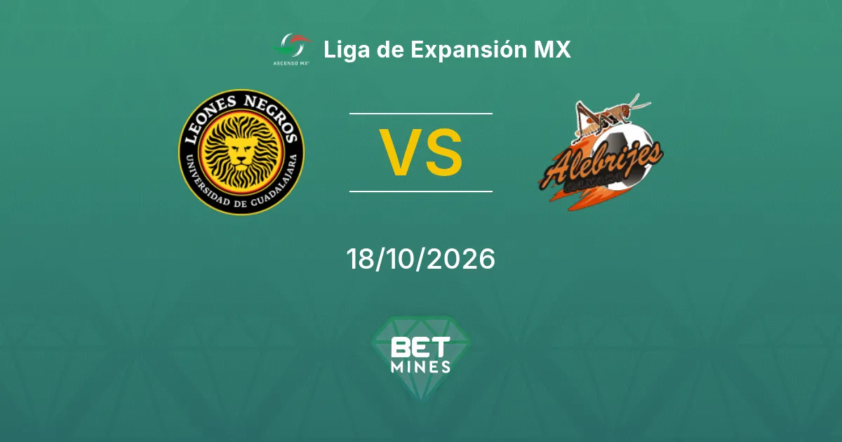 Universidad Guadalajara x Alebrijes de Oaxaca Palpite: Prévia e análise da partida | Liga de Expansión MX 18-10-2026