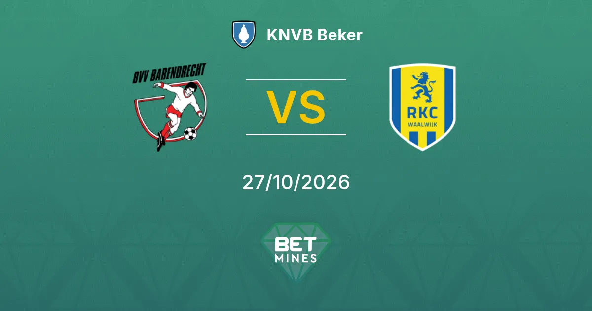 Barendrecht x RKC Waalwijk Palpite: prévia e análise da partida | KNVB Beker 27-10-2026