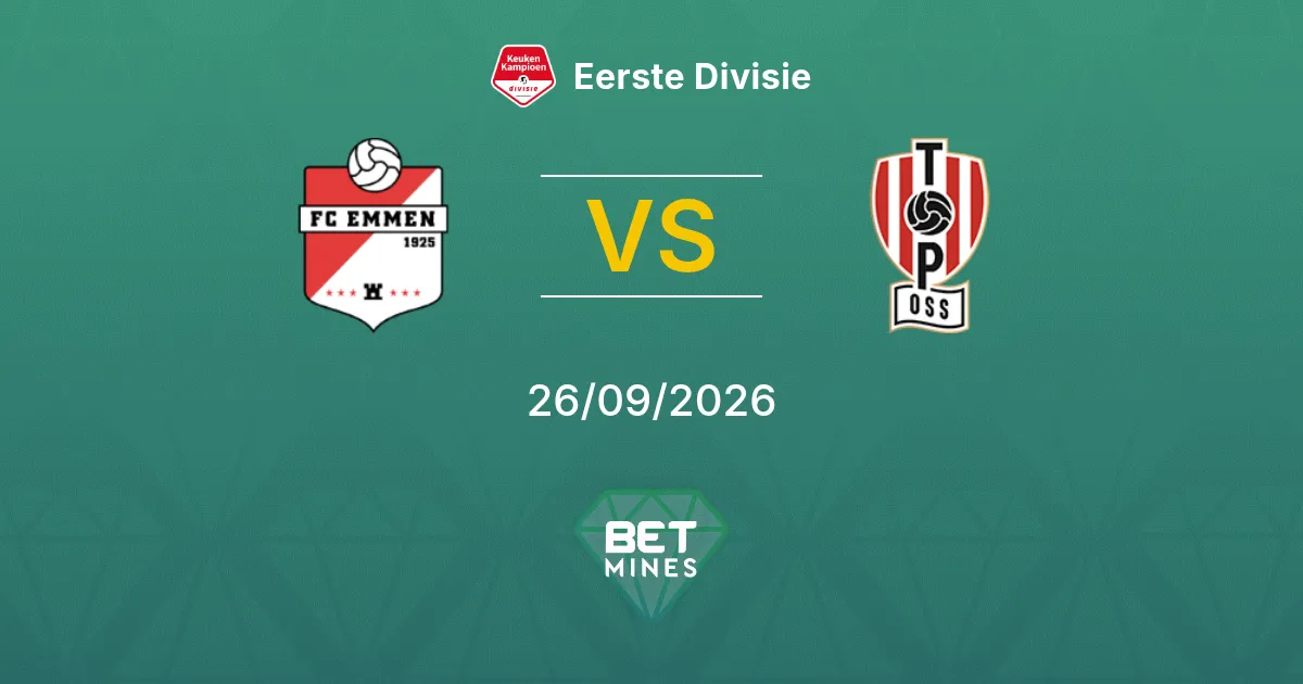 Pronostico FC Emmen vs TOP Oss: Anteprima e Analisi della Partita | Eerste Divisie 26-09-2026