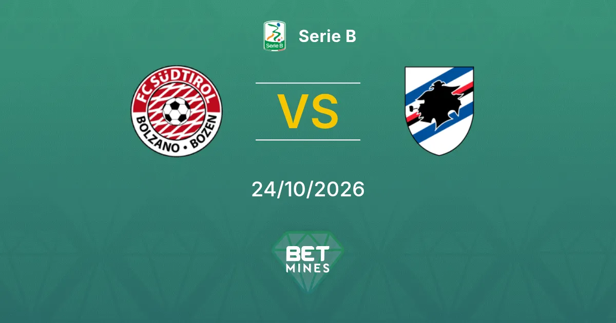 Südtirol vs Sampdoria Prediction: Match Preview and Analysis | Serie B 24-10-2026
