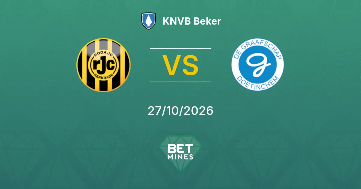 Roda JC Kerkrade x De Graafschap Palpite: prévia e análise da partida | KNVB Beker 27-10-2026