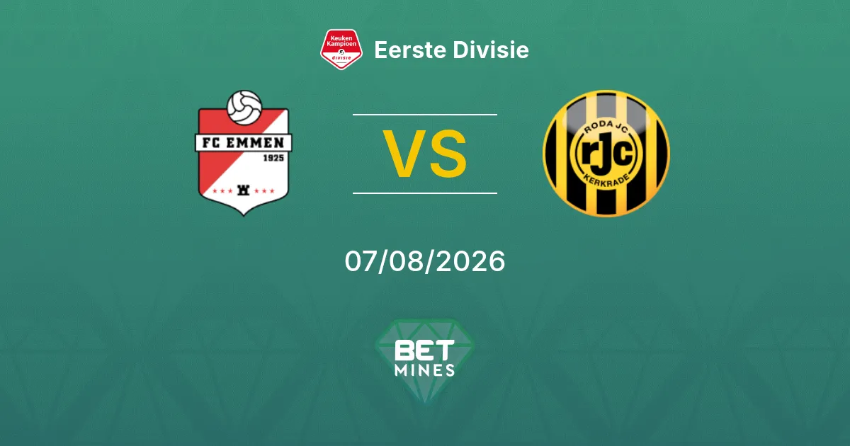 Palpite FC Emmen x Roda JC Kerkrade: Prévia e Análise da Partida | Eerste Divisie 07-08-2026
