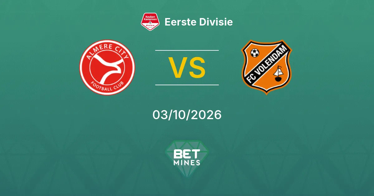 Almere City vs FC Volendam Pronóstico: previa y análisis del partido | Eerste Divisie 03-10-2026
