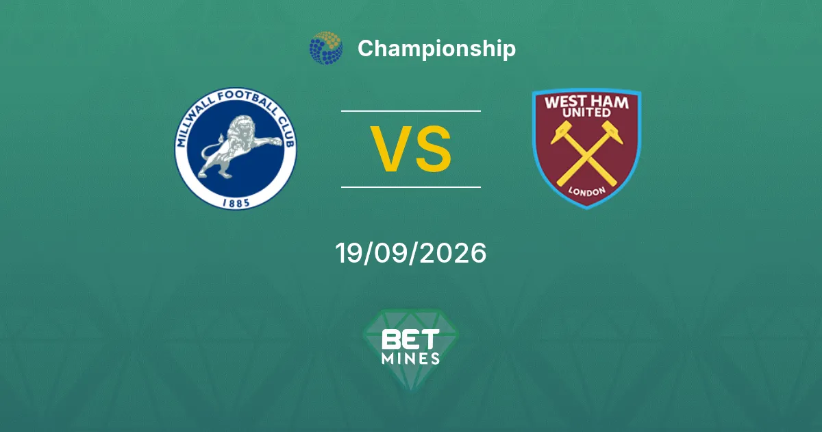 Palpite Millwall x West Ham United: Prévia e análise da partida | Championship 19-09-2026