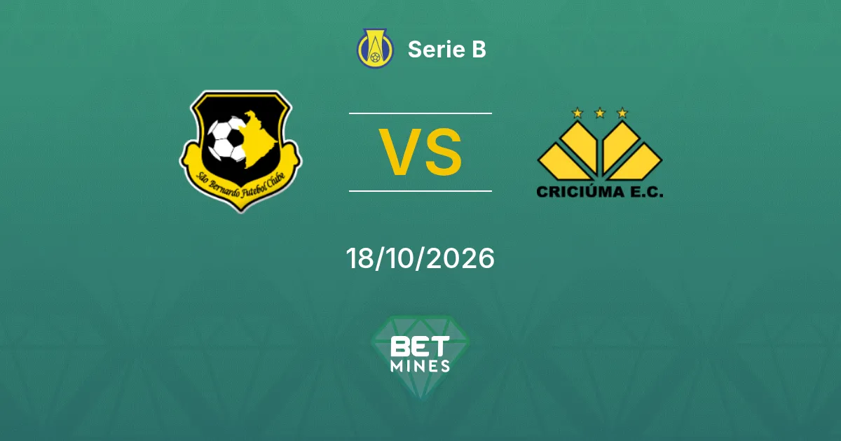 São Bernardo x Criciúma Palpite: prévia e análise da partida | Série B 18-10-2026