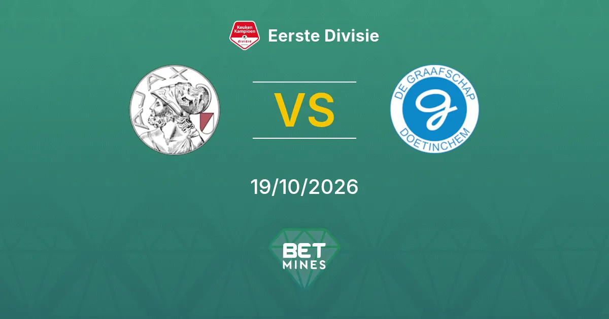 Jong Ajax x De Graafschap Palpite: prévia e análise da partida | Eerste Divisie 19-10-2026